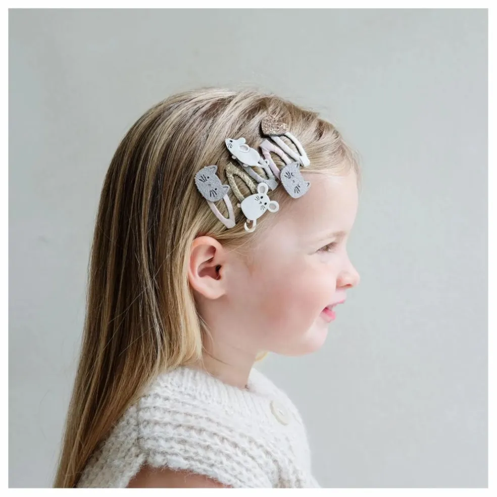 Lot de 5 Barrettes Chat | Rose