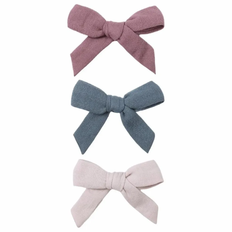 Lot de 3 Barrettes Nœuds Gaze de Coton Bio | Lilas