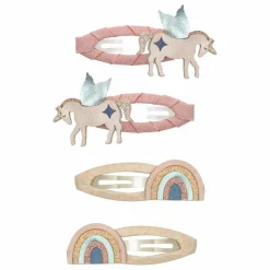 Lot de 4 Barrettes Unicorn | Rose