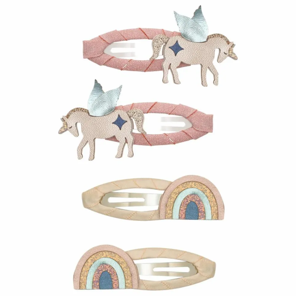 Lot de 4 Barrettes Unicorn | Rose