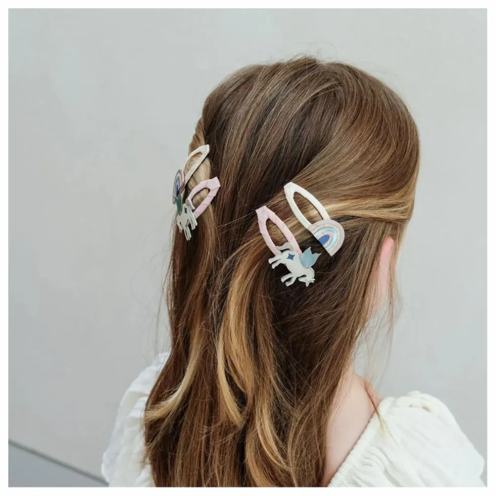 Lot de 4 Barrettes Unicorn | Rose