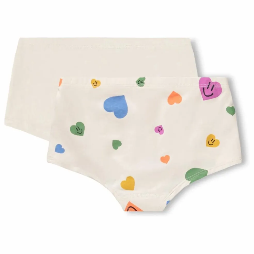 Lot de 2 Culottes Jemma Cœurs Coton Bio | Ecru