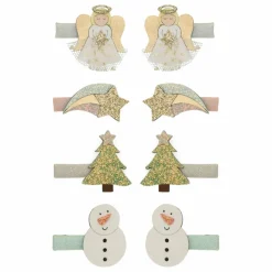 Lot de 8 Mini Barrettes Angel | Doré