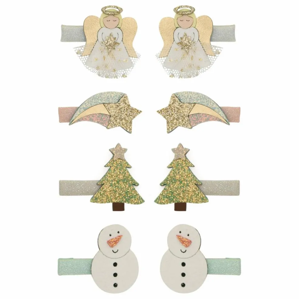 Lot de 8 Mini Barrettes Angel | Doré
