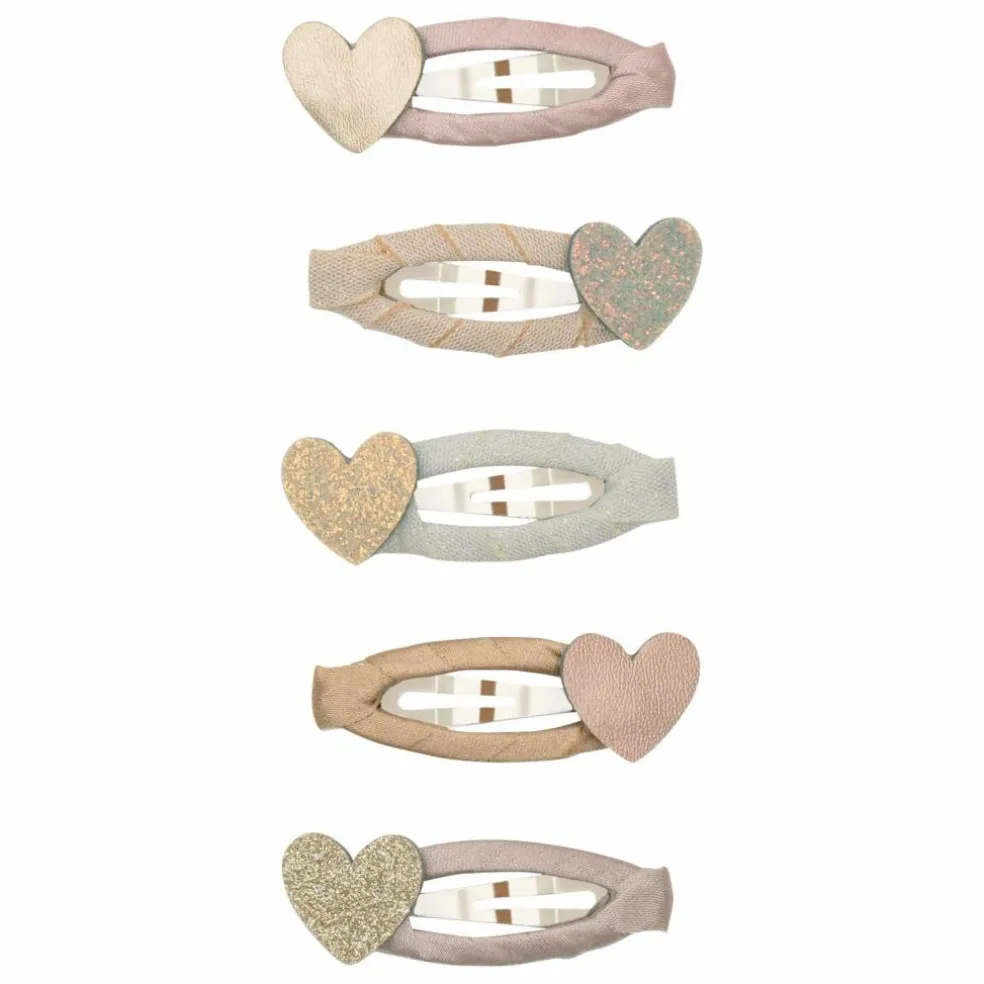 Lot de 5 Mini Barrettes Cœur | Doré