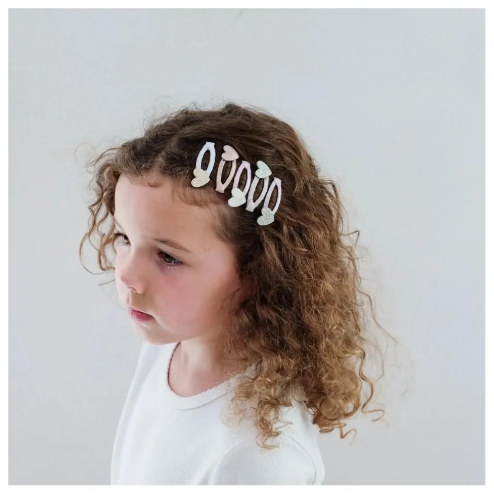 Lot de 5 Mini Barrettes Cœur | Doré