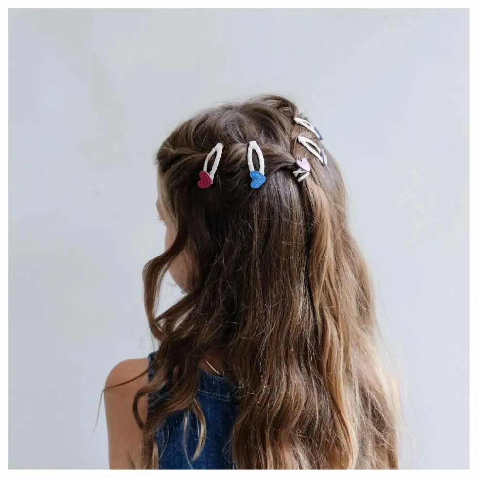 Lot de 5 Mini Barrettes Jazzy Heart | Rose