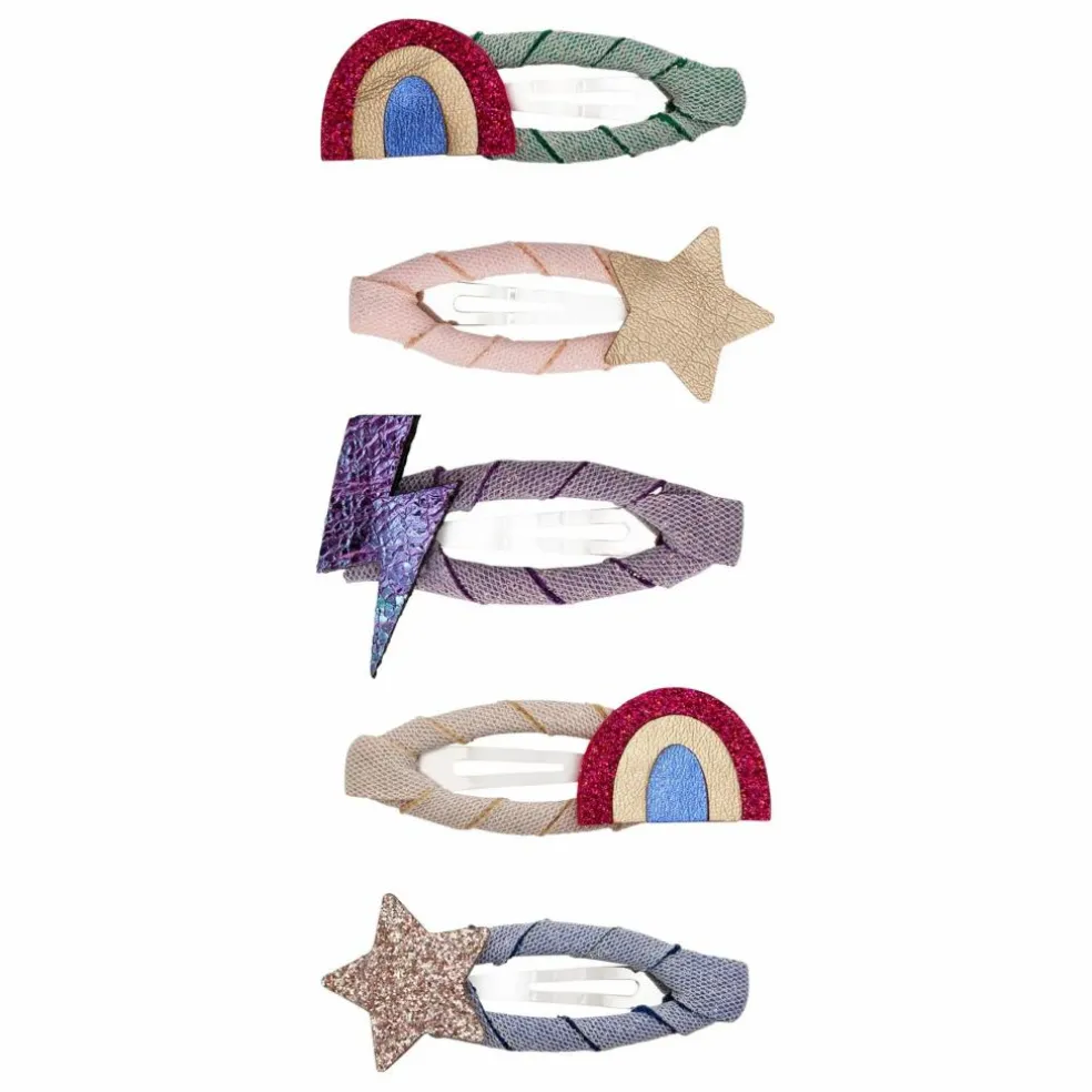 Lot de 5 Mini Barrettes Rainbow | Doré