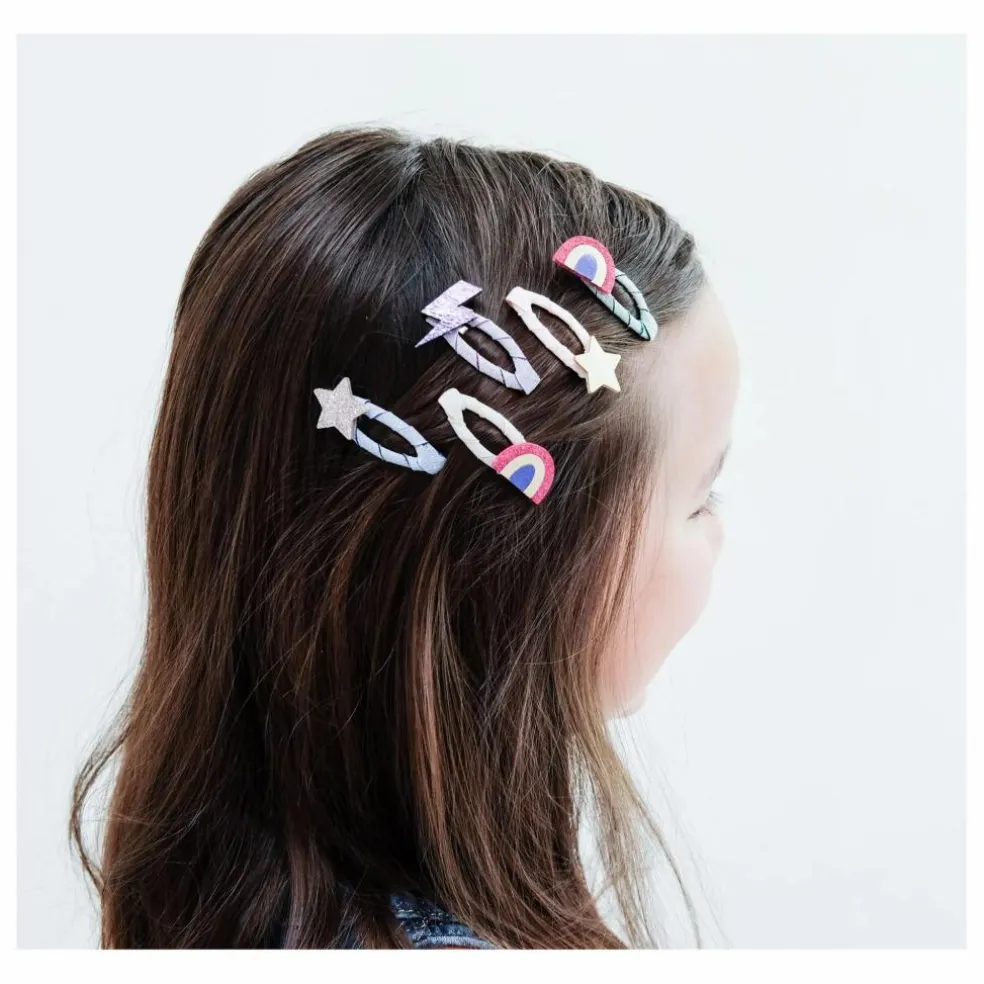 Lot de 5 Mini Barrettes Rainbow | Doré