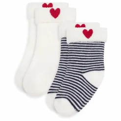 Lot de 2 Paires de Chaussettes Rayées | Blanc