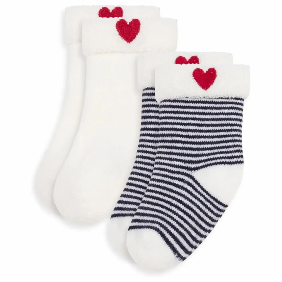 Lot de 2 Paires de Chaussettes Rayées | Blanc