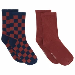 Lot de 2 Paires de Chaussettes Damier | Rouille