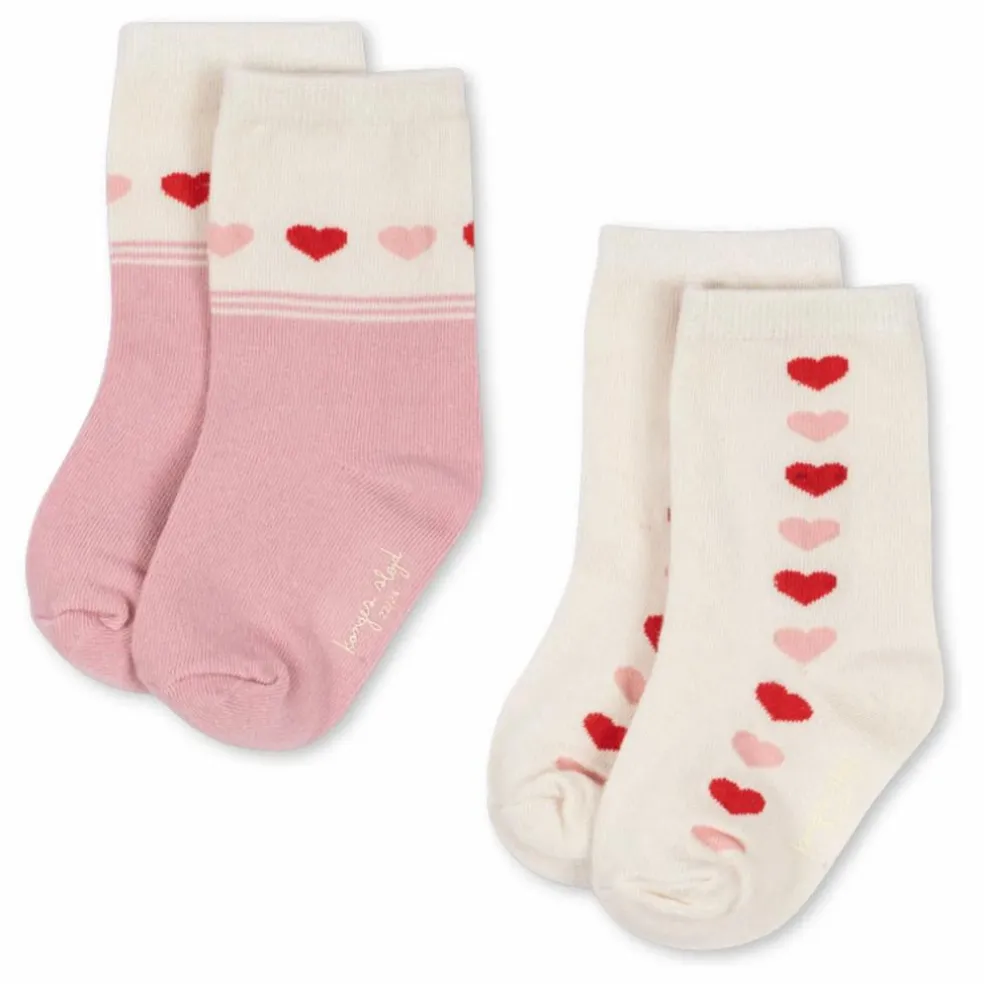 Lot de 2 Paires de Chaussettes Jacquard Cœurs | Ecru