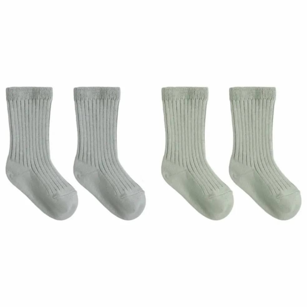 Lot de 2 Paires de Chaussettes Côtelées Coton Bio | Bleu gris