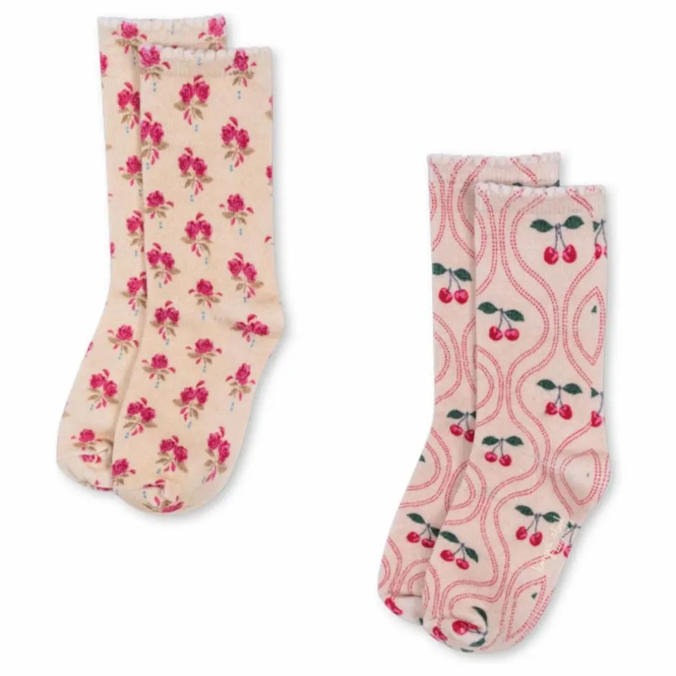 Lot de 2 Paires de Chaussettes Mi Hautes Cerises | Rose