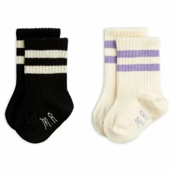 Lot de 2 Paires de Chaussettes Rayures Coton Bio | Ecru