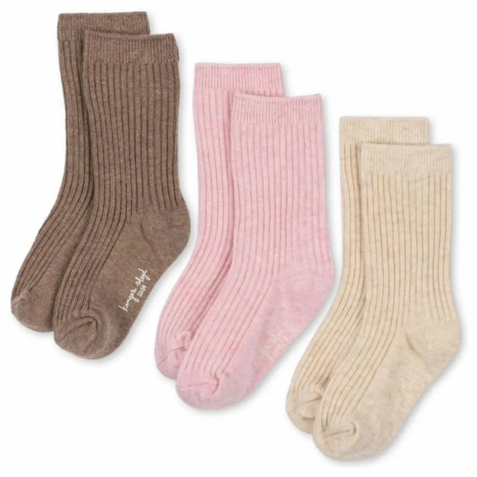 Lot de 3 Paires de Chaussettes Côtelées | Rose