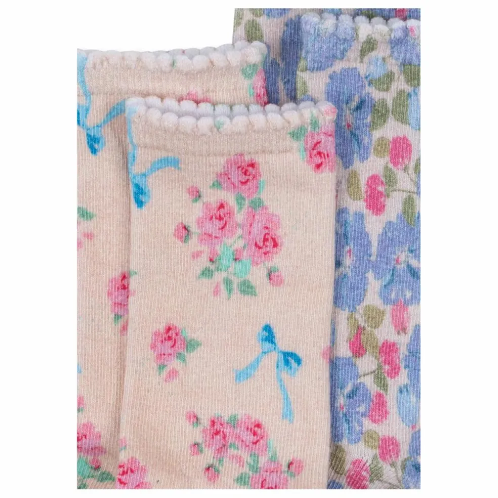 Lot de 2 Paires de Chaussettes Fleuries | Rose
