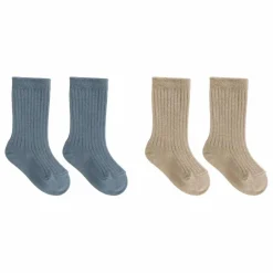 Lot de 2 Paires de Chaussettes Coton Bio | Bleu gris