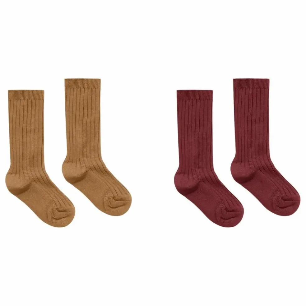 Lot de 2 Paires de Chaussettes Côtelées | Bordeaux