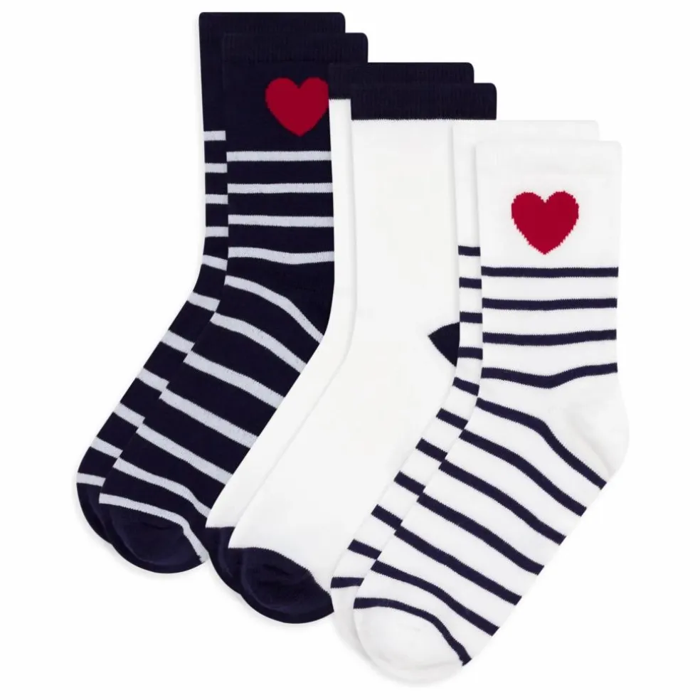 Lot de 3 Paires de Chaussettes Rayées | Blanc