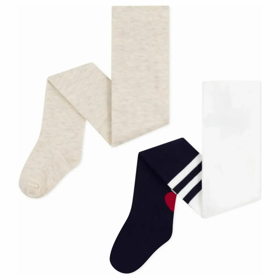 Lot de 2 Paires de Chaussettes Hautes Cœur | Bleu marine