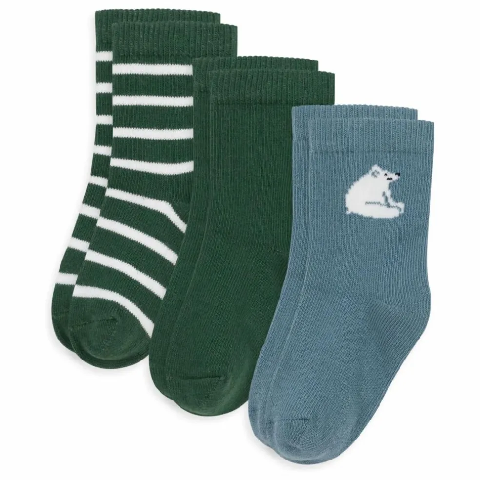 Lot de 3 Paires de Chaussettes Ours | Vert sapin