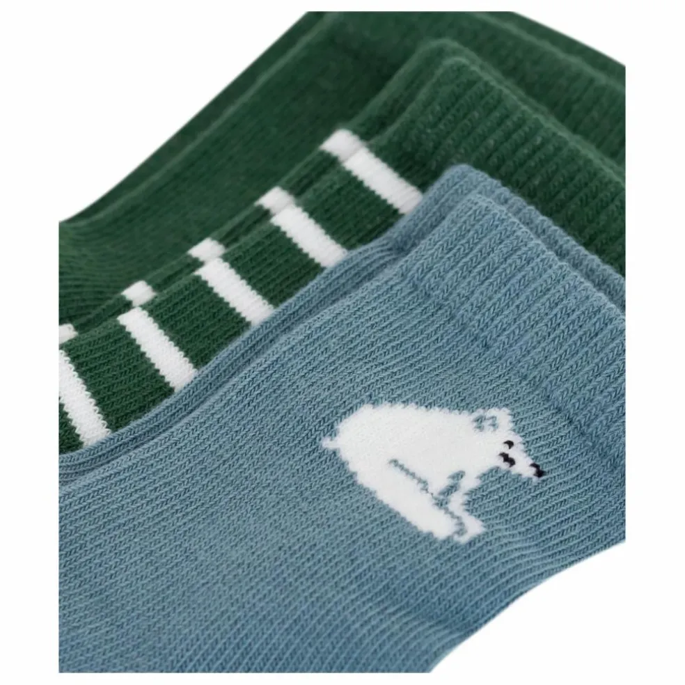 Lot de 3 Paires de Chaussettes Ours | Vert sapin