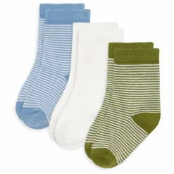 Lot de 3 Paires de Chaussettes Côtelées Rayées | Blanc
