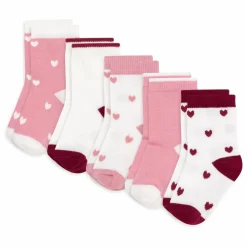 Lot de 5 Paires de Chaussettes Cœurs Bébé | Rose