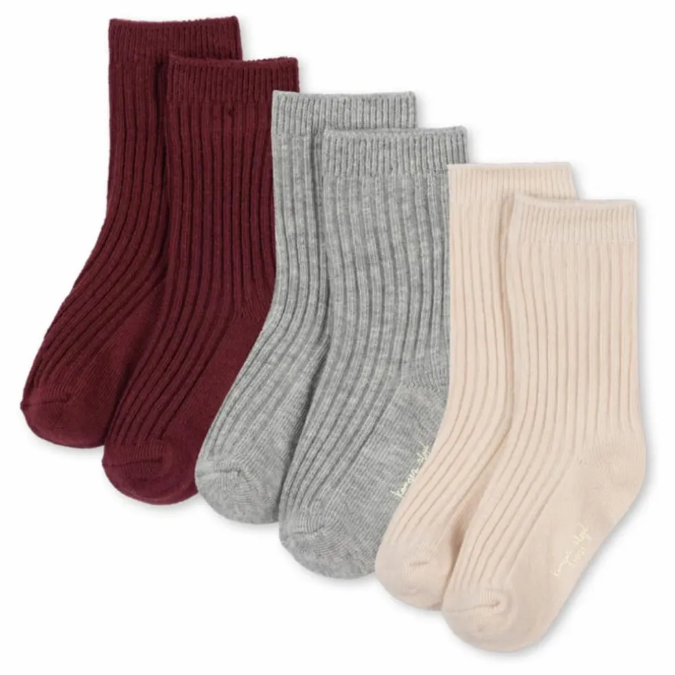 Lot de 3 Paires de Chaussettes Côtelées | Gris chiné