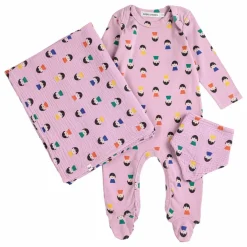 Lot Pyjama Lange et Bavoir Pions | Lilas