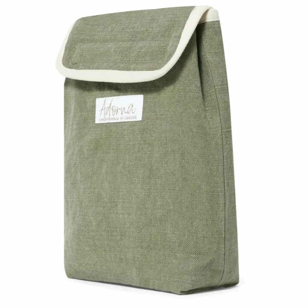 Lunch bag isotherme en lin | Vert kaki
