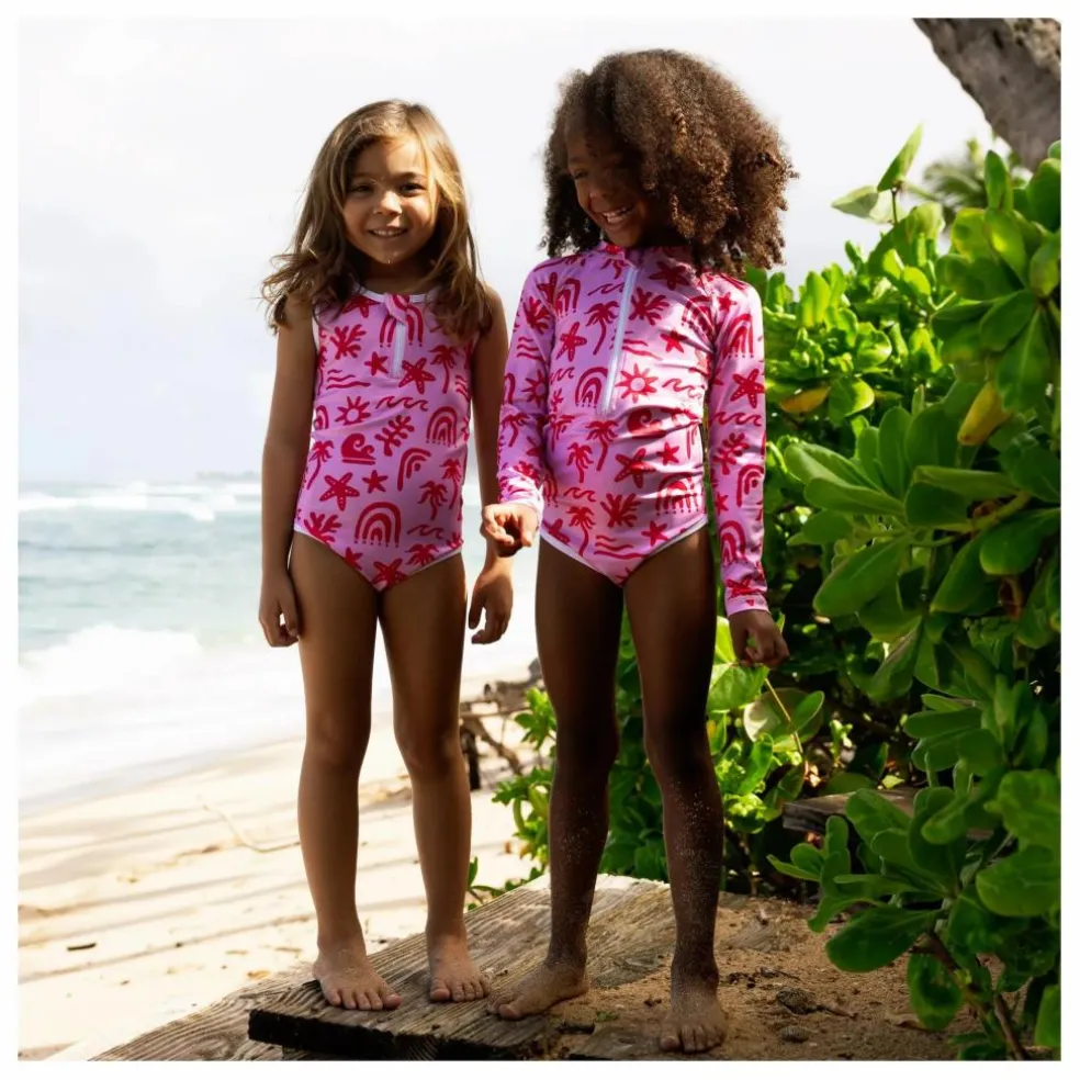 Maillot 1 Pièce Anti-UV Tropical Vibes Fibres Recyclées | Rose