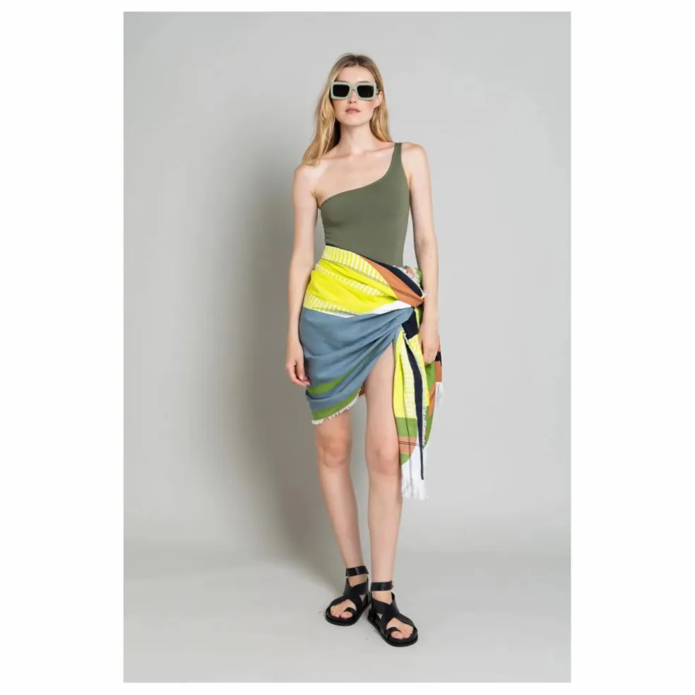 Maillot 1 Pièce Asymétrique Janet | Vert kaki clair