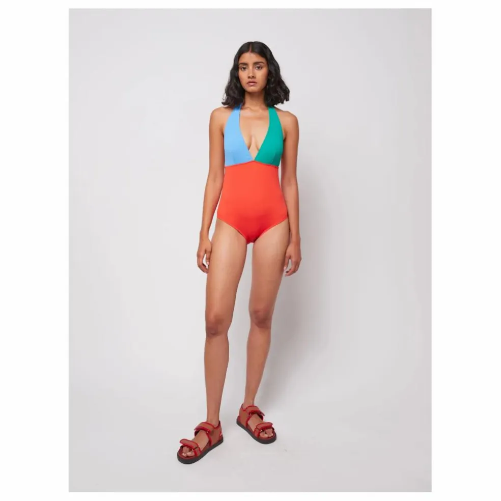 Maillot 1 Pièce Color Block Col V - Collection Femme | Orange