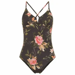 Maillot 1 Pièce Coral Spring Imprimé | Noir