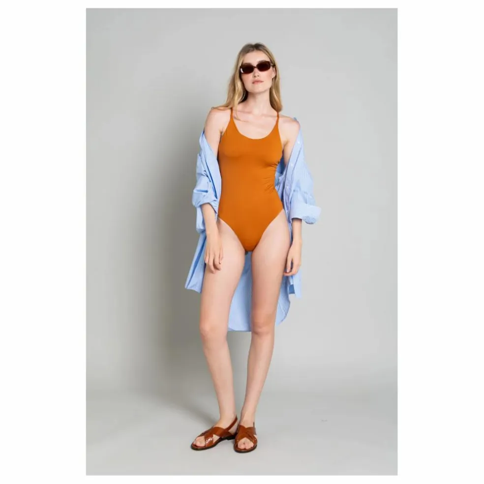 Maillot 1 Pièce Dos Croisé Amy | Rouille