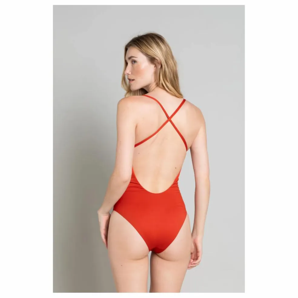 Maillot 1 Pièce Dos Croisé Amy | Brique