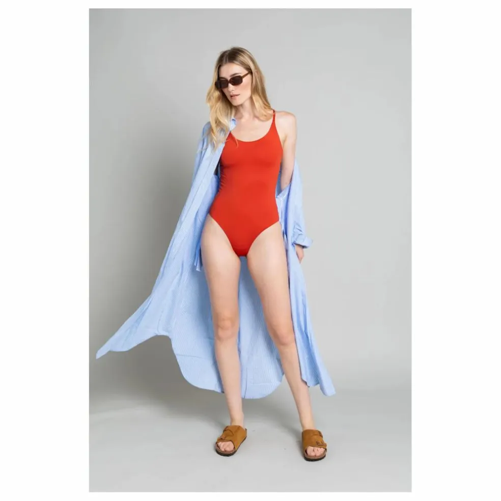 Maillot 1 Pièce Dos Croisé Amy | Brique