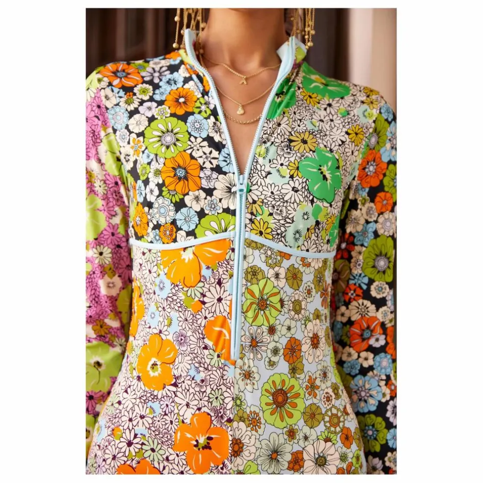 Maillot 1 Pièce Orange Blossom Fibres Recyclées | Bleu ciel