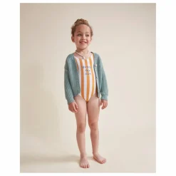 Maillot de Bain 1 pièce Rayures Coton Bio | Abricot