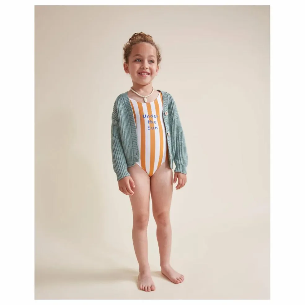 Maillot de Bain 1 pièce Rayures Coton Bio | Abricot