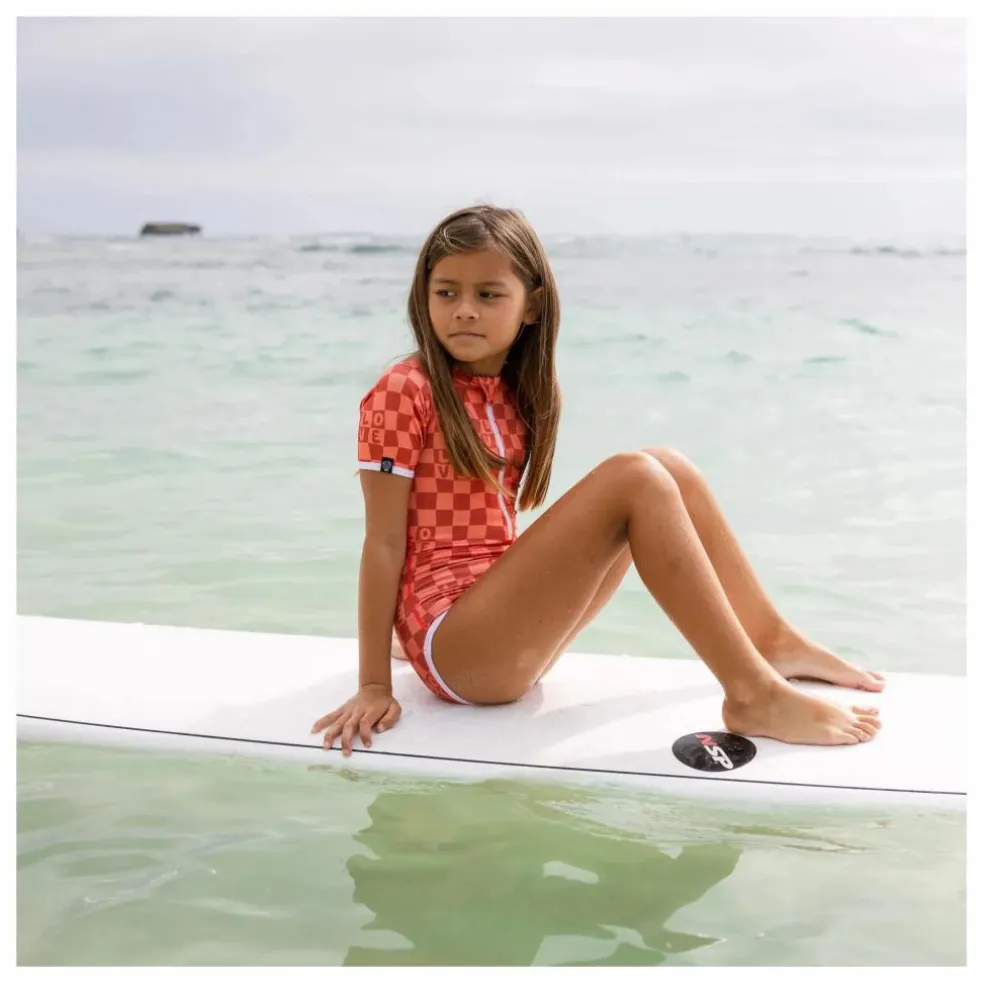 Maillot de Bain Anti-UV Checkered Love Fibres Recyclées | Corail