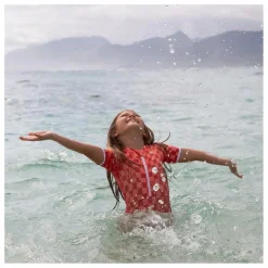 Maillot de Bain Anti-UV Checkered Love Fibres Recyclées | Corail