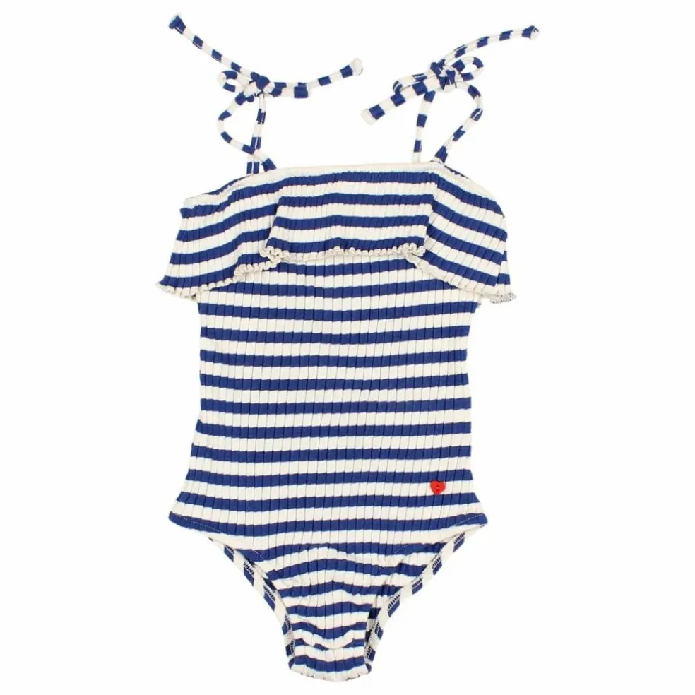 Maillot de Bain Côtelé Rayures Coton Bio | Bleu indigo