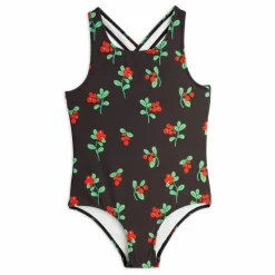 Maillot De Bain Fleuri Coton Bio | Noir