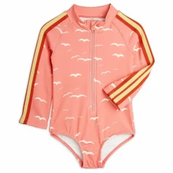 Maillot De Bain Mouettes Manches Longues Coton Bio | Rose