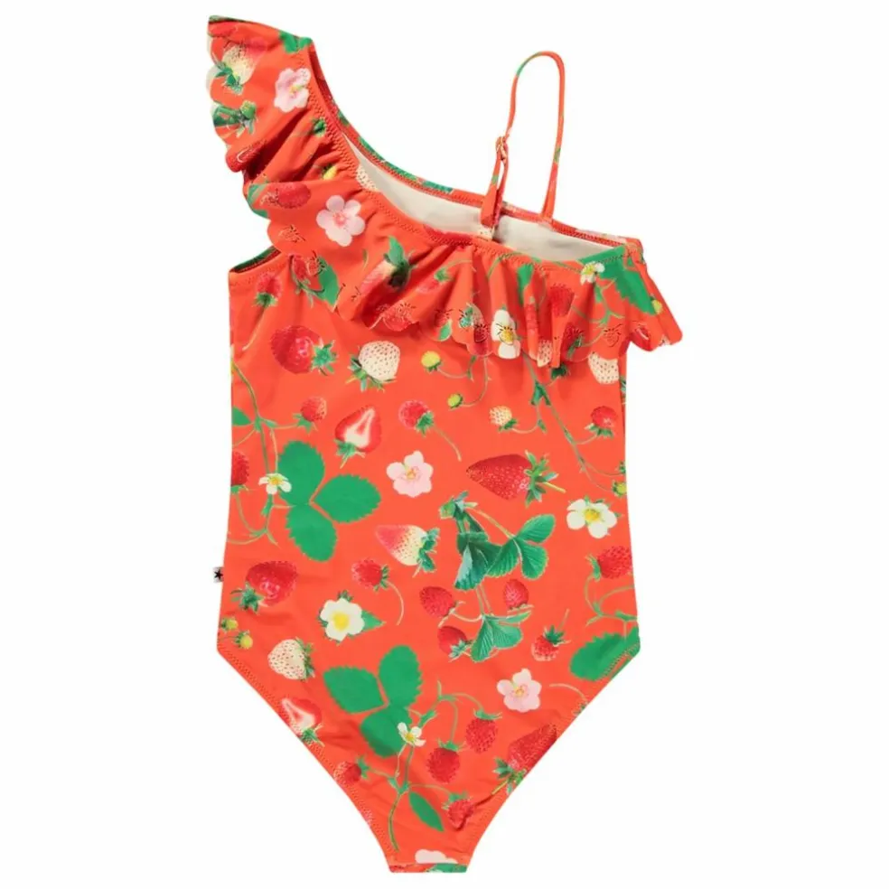 Maillot de Bain Net Fraise Fibres Recyclées | Rouge