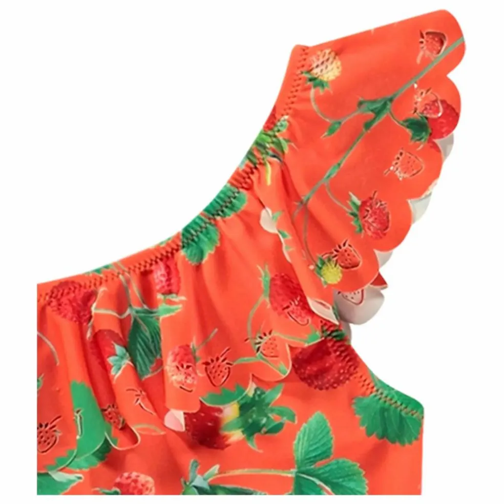 Maillot de Bain Net Fraise Fibres Recyclées | Rouge